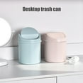 thumbnail image 3 of Modern Desktop Plastic Mini Trash Can with Swing Lid, Tiny Wastebasket for Bathroom Vanity, Tabletop or Coffee Table - Dispose of Cotton Rounds, Makeup Sponges, Tissues, 3 of 7