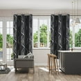 thumbnail image 4 of HCBY Blackout Curtains - Silver Wave Print, Thermal Insulated, Noise Reducing, Privacy Drapes for Bedroom & Living Room (Black,63"x52"), 4 of 9