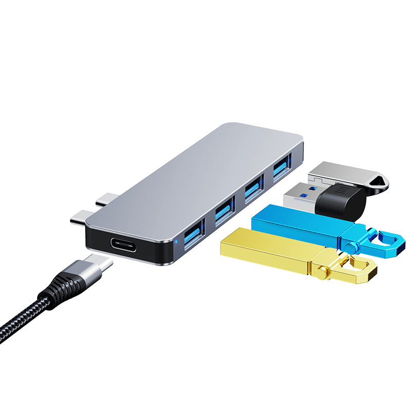 DOONJIEY  5 In 1 Type C Hub PD thuderbolt 3 100W 4 USB3.0 Port USB C Hubs For Laptops USB Extender Hub