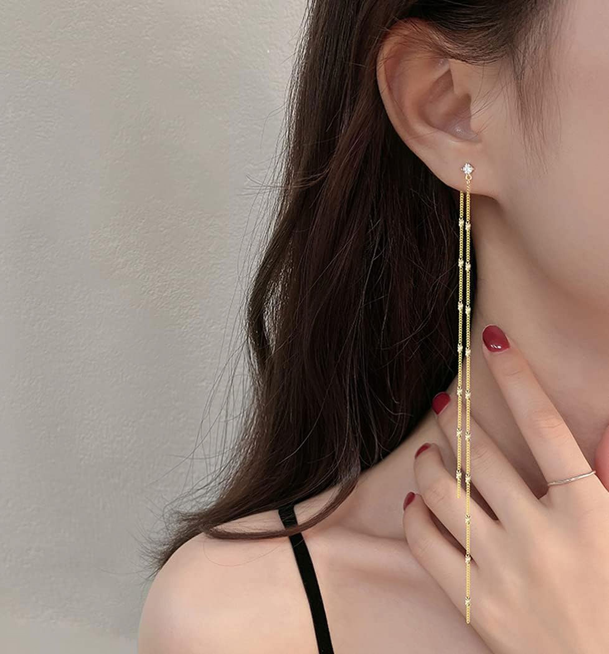 Fine Line - long diamond earrings – noale jewelry