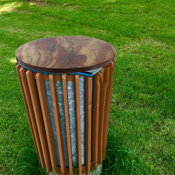 WEUVEB 2-Pack Wood Grain Trash Cans with Lids, Waste Sorting Bins for Home, Kitchen, Office, and Catering Use