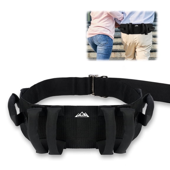 SupreGear Gait Belt with Handles, Quick-Release Buckle, for Seniors & Physical Therapy, Black