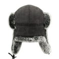 thumbnail image 2 of HYwys Men Faux Fur Suede Leather Trapper Hat Cap Ski Ushanka Russian Cossack Bomber, 2 of 5