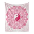 thumbnail image 1 of Ying Yang Soft Flannel Fleece Throw Blanket, Traditional Yin Yang with Tao Mandala Pattern Floral Style Design, Cozy Plush for Indoor and Outdoor Use, 70" x 90", Pink, by Ambesonne, 1 of 6