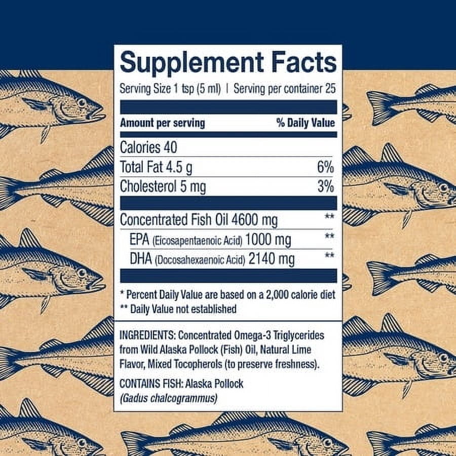 Wiley’s Finest Wild Alaskan Fish Oil Summit DHA Liquid - 2140mg of DHA and 460mg of EPA Omega-3s - Citrus Flavored Liquid Supplement - 4.23 Oz (25 Servings)