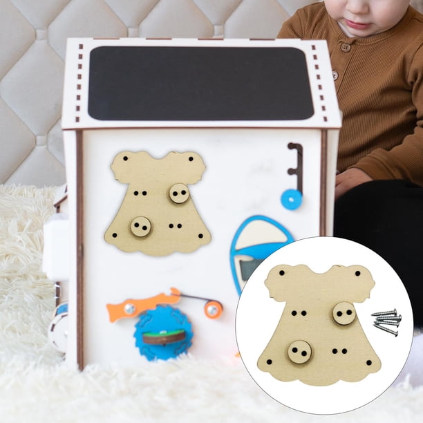 de tablero ocupado de madera, juguete educativo, habilidades básicas, actividades de aprendizaje para accesorios de bricolaje, material didáctico temprano, cuna para 79 cm x 8 cm x 05 cm Hugo tablero ocupado