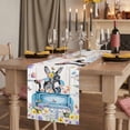 thumbnail image 2 of Blue Truck Cow Table Runner, Animals Spring Floral Butterfly Wooden Washable Cotton Linen Table Runners 90 Inches Long, Dresser Scarf Runner for Dining/Coffee/Kitchen/Hallway Tables 13''x90'', 2 of 9