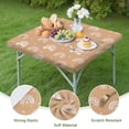 thumbnail image 4 of Brown Boho Bohemia Rainbow Hearts Pattern Square Fitted Tablecloth with Elastic Edge,Square Table Cover,Washable Elastic Table Cover for Home Kitchen Party Decor 36"x36", 4 of 6