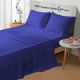 thumbnail image 6 of 600 Thread Count 4 Piece Quality Sheet Set 18 Inch Deep Pocket 100% Egyptian Cotton Color Royal Blue Stripe Size Twin, 6 of 6