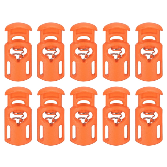 Unique Bargains 30Pack 5.5x3mm Cord Lock Plastic Single Hole Spring Toggle Stoppers, Orange