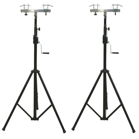 (2) DJ Pro Lighting 10 Foot Crank Light Stand & (2) Square Truss T-Bar Adapter