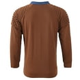 thumbnail image 4 of VALMASS Sweatshirt Long Sleeve Button V Neck Slim Fit Stand Collar Winter Solid Color Pullover Man (M, Brown), 4 of 8