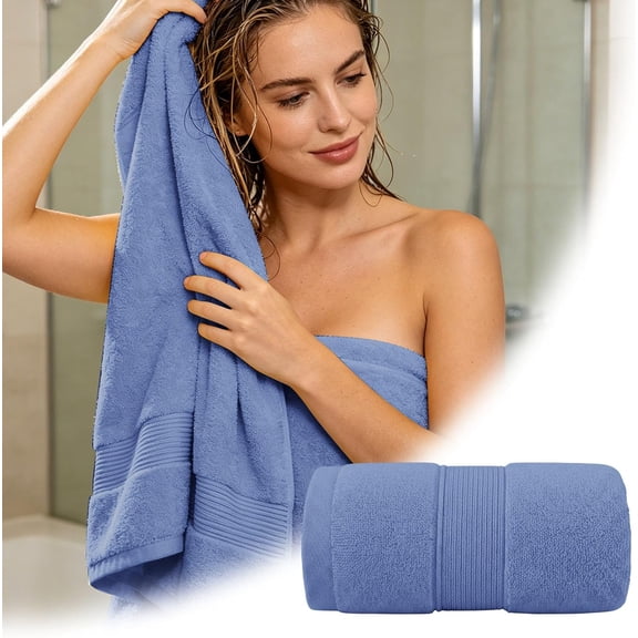 2026 New Luxury Bath Towels, Egyptian Cotton Bath Towels, Luxury Large Towel, Ultra Soft Absorbent Quick Dry Premium Hotel Bathroom Towels for Home, Spa, and Gym (1 Pc, Blue)