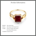 thumbnail image 5 of Gem Stone King 2.65 Cttw Red Garnet 18K Yellow Gold Plated Silver 3-Stone Ring for Women | 9X7MM Emerald Cut and 2MM Round | Wedding Engagement Anniversary Promise Ring for Women | Size 9, 5 of 5