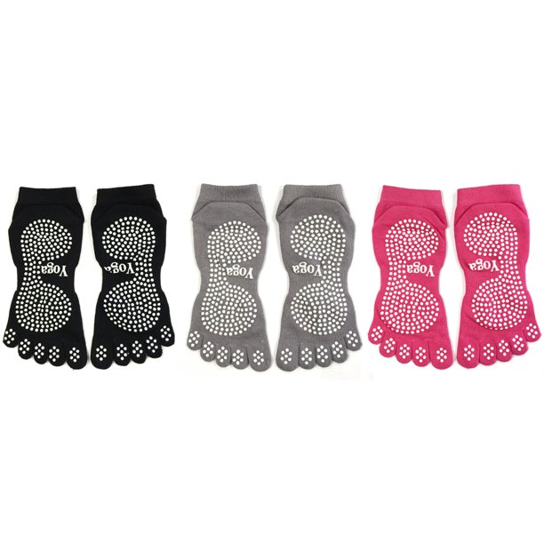 Wrapables Wrapables® Full Five Toe NonSlip Yoga Pilates Socks with