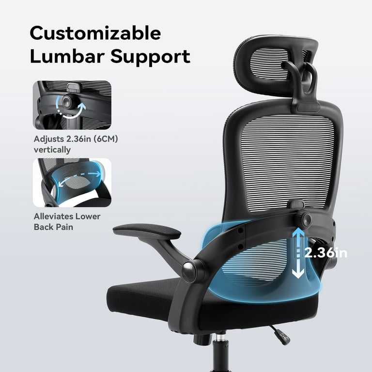 SIHOO Ergonomic High Back Office Chair, Mesh Desk Chair with Adjustable  Headrest and Lumbar Support for Big and Tall People Black