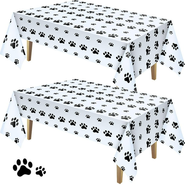 Mantel de plástico con estampado de pata de cachorro, cubierta de mesa desechable, decoraciones para fiesta de cumpleaños con temática de cachorro, suministros para fiesta de perros, 2 pieza