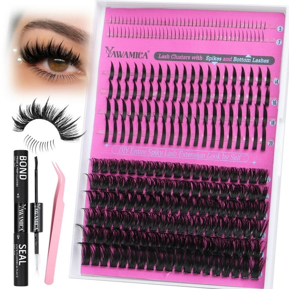 Kit de extensión de pestañas Yawamica Wispy Lash Clusters 12-18 mm