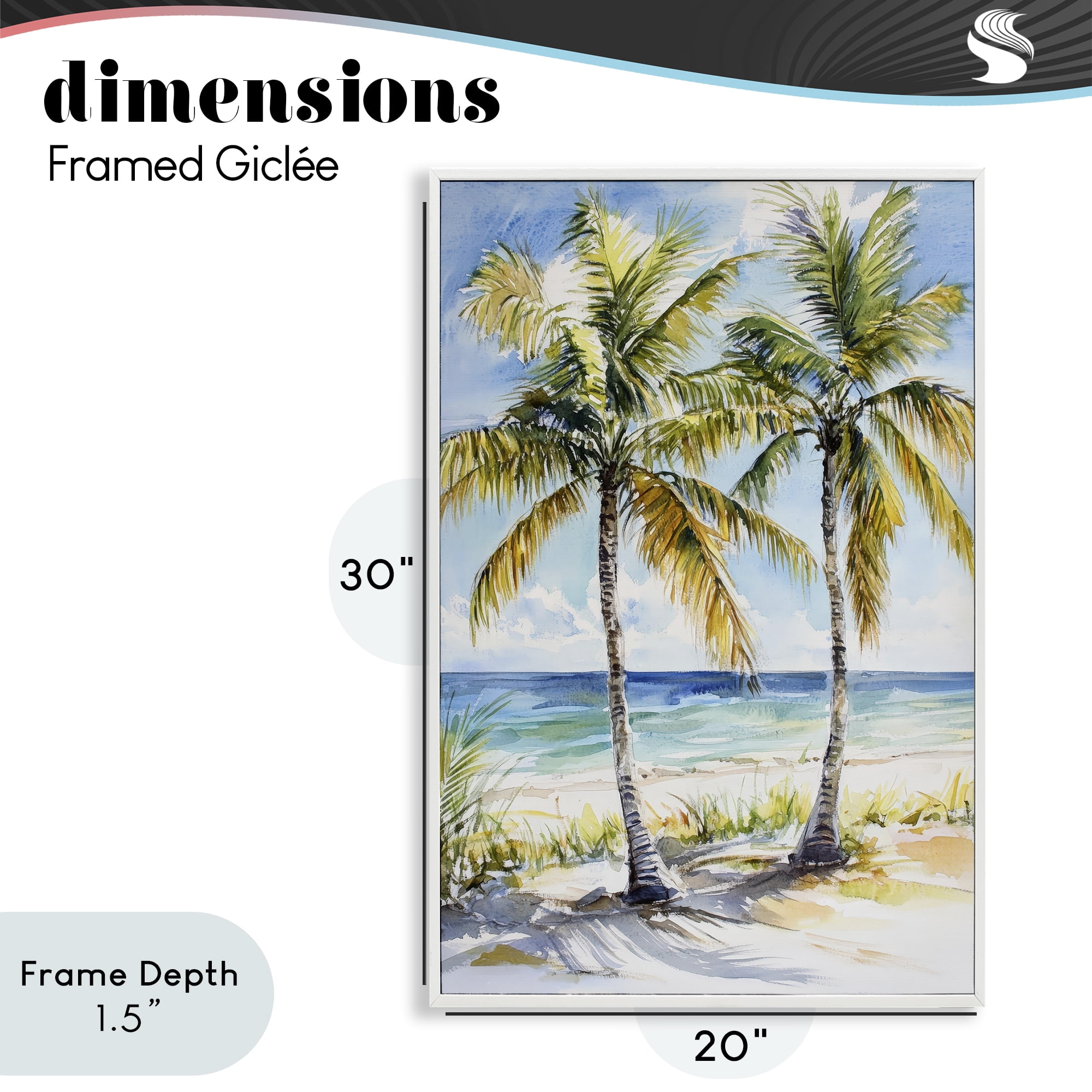 Stupell Industries Sandy Palms Duo Ocean View White Framed Giclee Art, design by Petal Prints Design
