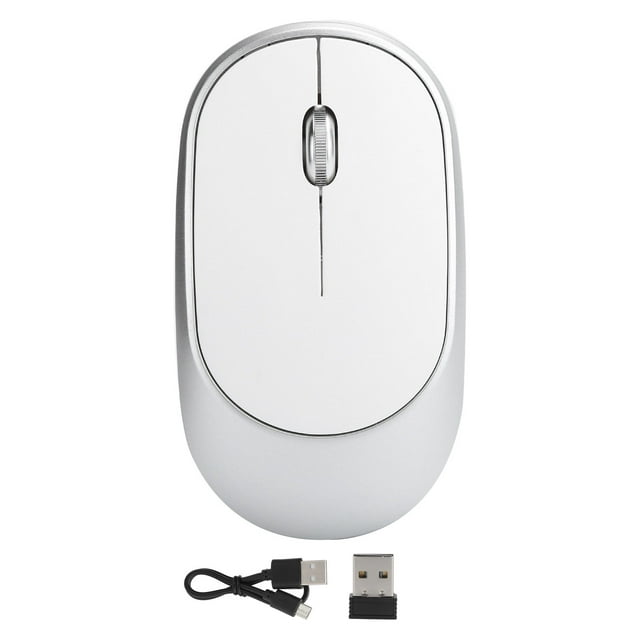 Ratón inalámbrico DPI, dispositivo externo de ordenador óptico recargable ajustable con receptor USB, color plateado