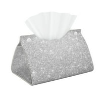 Naloa Silver Glitter Print Leather Tissue Box Cover Rectangle | Long Tissue Box Cover | Tissue Box Holder | Tissue Holder for Bathroom