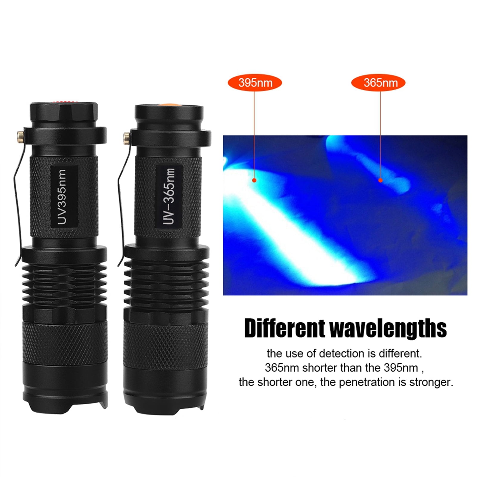 Outdoor Flashlights Camping Hiking Torch Aluminum 365 395nm Fluorescent 