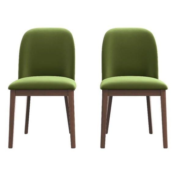 Belar Mid-Century Modern Velvet Dining Chairs in Green (Set of 2)