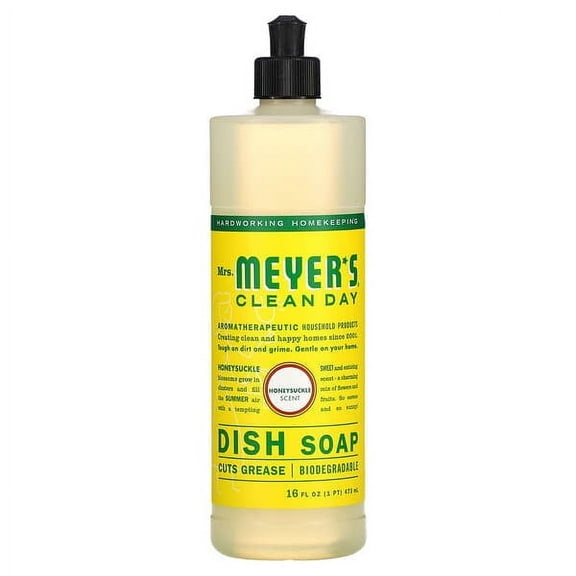 Mrs. Meyers Clean Day, Dish Soap, Honeysuckle Scent, 16 fl oz Pack of 4