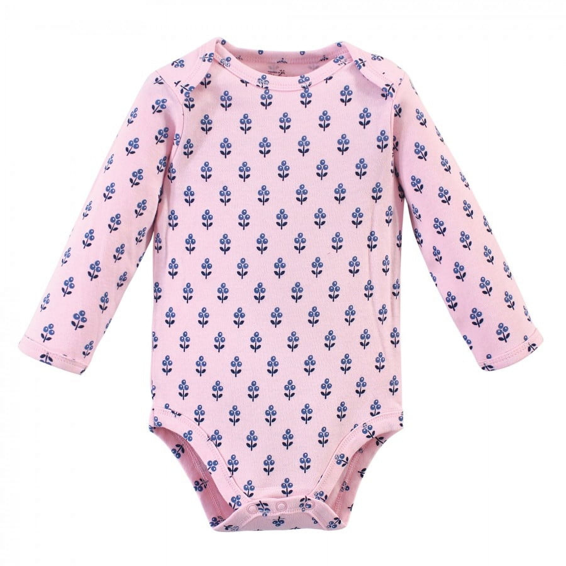 Touched by Nature Baby Girl Organic Cotton Long-Sleeve Bodysuits 5pk, Blossom, 0-3 Months
