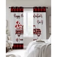 thumbnail image 2 of Valentine's Day Black Out Curtains 72 Inch Long, Light Blocking Drapes with Black Liner, Red Plaid Truck Love Romantic Retro Thermal Blackout Curtains for Bedroom Living Room 52"x72" 2 Panels, 2 of 8