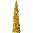 thumbnail image 1 of Artificial Tinsel Christmas Tree Slim Cone Shaped Decorative Tree with Metallic Foil Discs for Indoor Holiday Display, 1 of 4