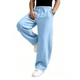 thumbnail image 4 of CCRFTGI Sweatpants for Men Baggy Straight Leg Elastic Waist Jogging Pants Lightweight Casual Outdoor Walking Wear Light Blue S, 4 of 7