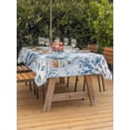 thumbnail image 3 of Outdoor Tablecloth with Umbrella Hole for Patio/Picnic/Party/Camping, Blue Octopus Coastal Waterproof Table Cloth Rectangle Table Cover Washable, Summer Beach Coral Conch Shell (60"x 84"), 3 of 9