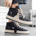 thumbnail image 5 of Rokment Mens High Top Fashion Sneakers Retro Streetwear Casual Ripped Denim Lace up Platform Canvas Walking Flat Tennis Shoes 2026 Blue Size 8, 5 of 6