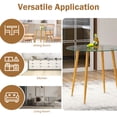 thumbnail image 3 of Round Glass Dining Table Leisure Coffee Table with Metal Legs, 3 of 5
