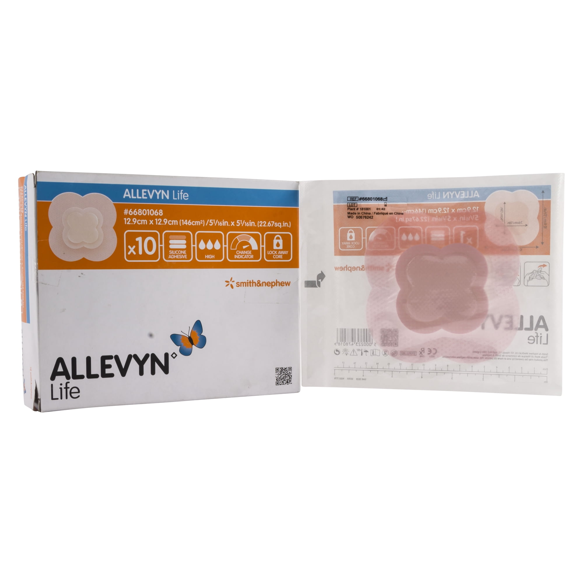 Allevyn Life Border Dressing 5 1/16" X 5 1/16" 3"X3" Pad - Box of 10