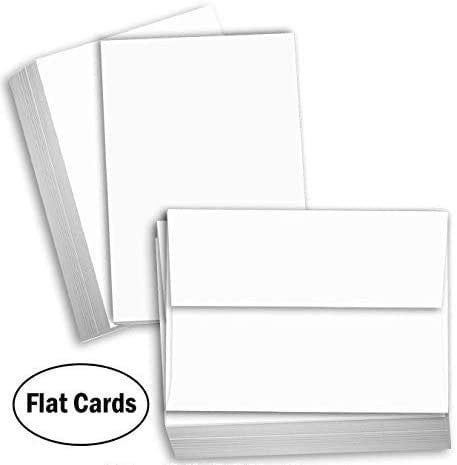 Hamilco White Cardstock Thick Paper - Flat 4.5" X 6.25" A6 Blank Index Flash Note & Post Cards - 80 lb Card Stock for Printer 100 Pack with Envelopes