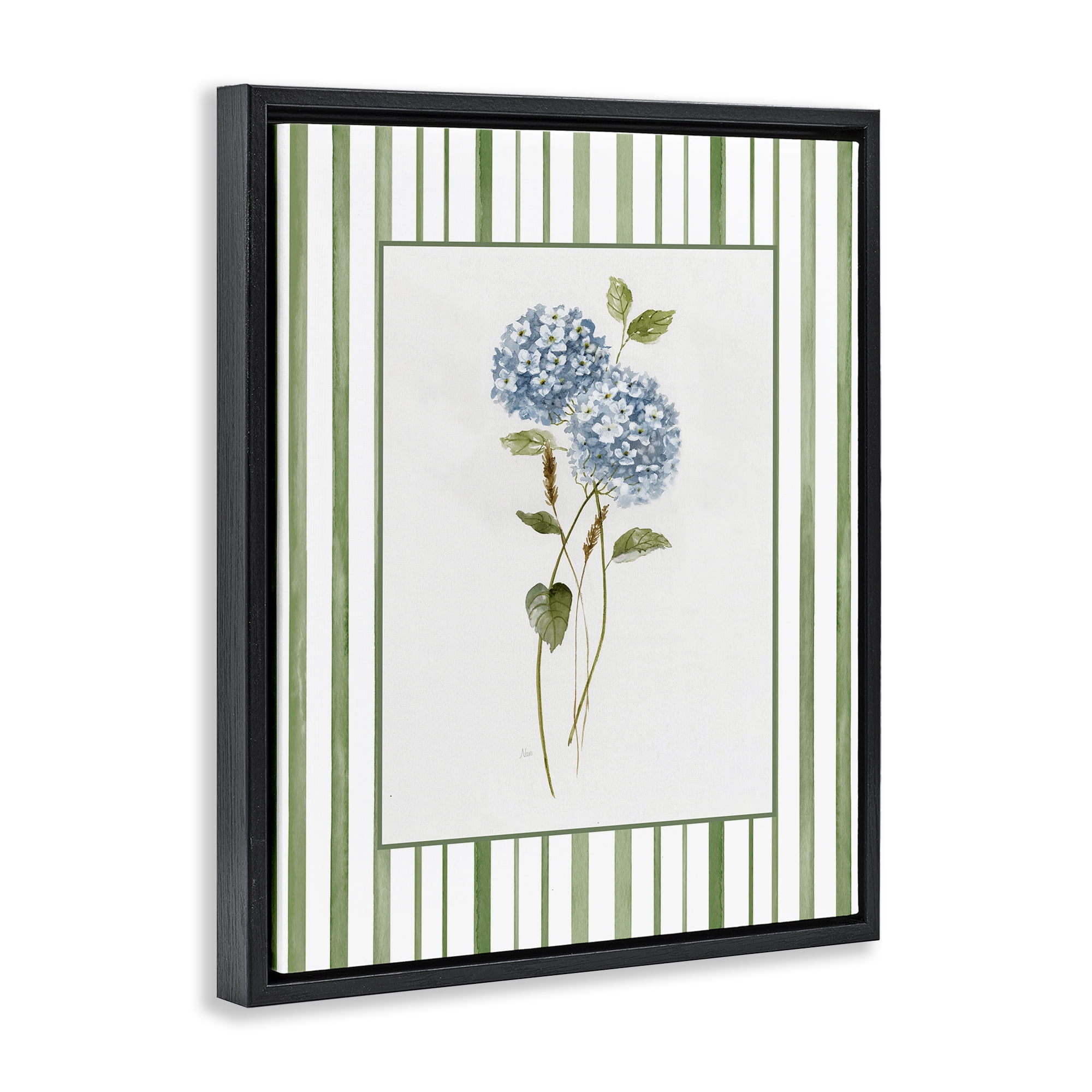 Stupell Industries Delicate Hydrangea & Dried Wheat Black Framed Floater Canvas Wall Art, design by Nan