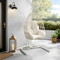 Mainstays Outdoor Wicker Patio Hanging Egg Chair, White