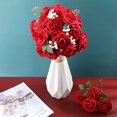 thumbnail image 6 of 25 Pcs Dark Wine Red Roses Artificial Roses Flowers with Leaves and Stems, Real Looking Fake Roses for DIY Wedding Bouquets, Centerpieces Arrangements, Party, 6 of 8