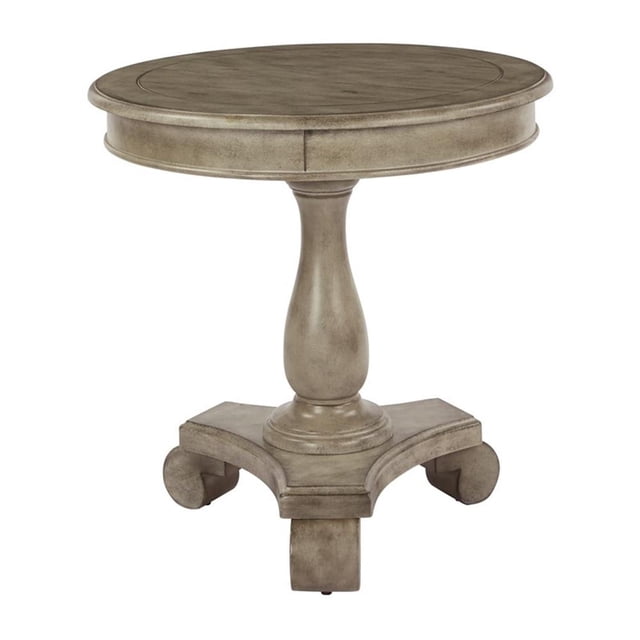 Avalon Table d'Appoint Ronde Peinte à la Main en Bois Finition Or Pierre Dorée Antique