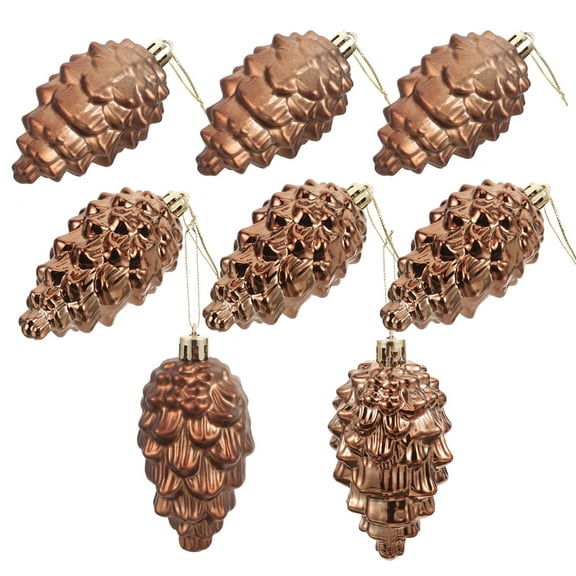 8pcs Christmas Pine Cone Ornaments Glitter Shatterproof Hanging Decorations for Xmas Tree Holiday Party Home Decor