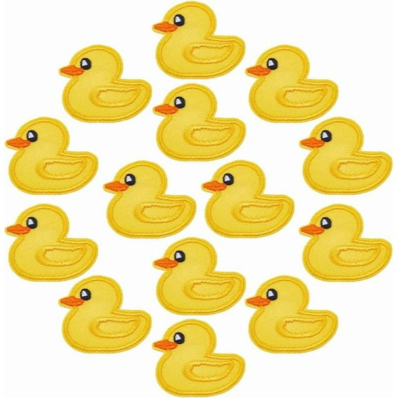 24Pcs Yellow Duck Patch Animal Iron on Patches Cute Duck Embroidered Patches Polycotton Embroidered Applique Sew on