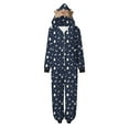 thumbnail image 5 of Odeerbi Christmas Onesie Pajamas for Family Holiday Sleep Jumpsuit Long Sleeve Family Christmas Pajamas Matching Sets Mom Fashion Lattice Print Plush Jumpsuit Sleepwear PJs Set Dark Blue, 5 of 6