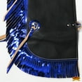thumbnail image 5 of Hilason Pro Rodeo Bull Riding Chaps Western Leather kid Black Blue Fringes, 5 of 6
