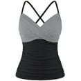 thumbnail image 1 of Hilor Womens Underwire Tankini Top Swimwear Twist V Neck Swimsuits Tummy Control Crossback Bathing Suits Top Only, 1 of 7