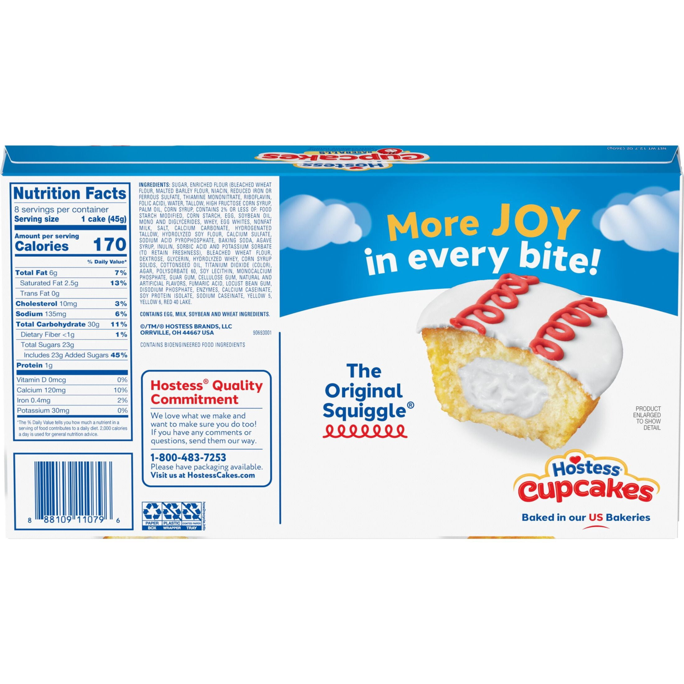 Hostess Cupcakes Baseballs, Limited Edition Frosted Golden Snack Cakes, 12.7 oz Box (8 Cupcakes)
