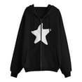 thumbnail image 5 of Xudanell Zip up Hoodie Women Baggy Sweatshirts Solid Color Stars Hoodies Plus Size Gym Clothes for Women Black S, 5 of 5