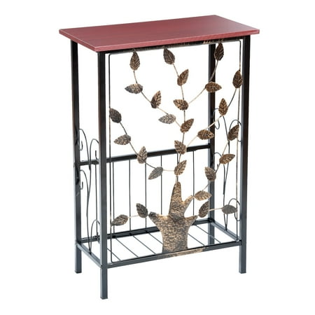 Entranceway Storage Etna Entryway Console Table with Magazine Holder - Metal Tree Design, Wood Top with Storage Bin for Entrance, Hallway, Bedroom, Bathroom ()