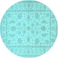 thumbnail image 1 of Ahgly Company Indoor Round Persian Light Blue Traditional Area Rugs, 4' Round, 1 of 4
